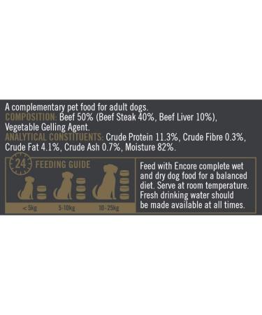 Encore 100% Natural Wet Dog Food - Beef Steak in Sauce (156g 12 Cans) | Premium Pet Nutrition for Dogs | International Shipping Available - Buy Online on GoSupps.com