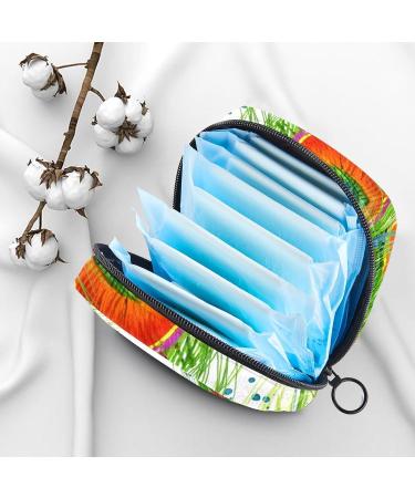 MUOOUM Sanitary Napkin Storage Bag Color Peacock Feather Menstrual Cup Pouch Portable Sanitary Napkin Pads Storage Bags Feminine Menstruation First Period Bag for Teen Girls Women Ladies Multi-colored 2 - Buy Online on GoSupps.com