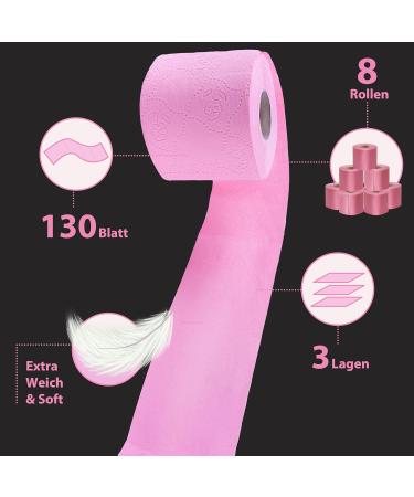 ROOSA Super Soft Pink Toilet Paper - 8 Pack 3-Ply 130 Sheets | Viral TikTok Star Beat M rker | Ideal for International Shipping - Buy Online on GoSupps.com