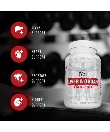 5% Nutrition Rich Piana Liver & Organ Defender Cycle Support Plus NAC | Liver Support Prostate Supplement Heart Kidney Skin Support | Milk Thistle Saw Palmetto Hawthorn Berry (30-90 Servings) Liver & Organ Defender wi  - Buy Online on GoSupps.com
