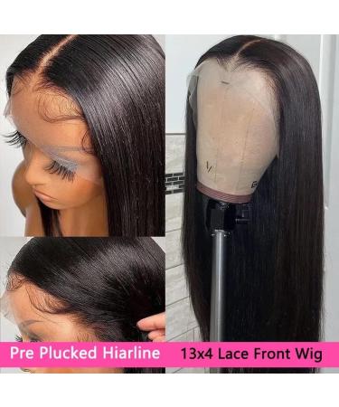 Bele 32 inch 13x4 Transparent Lace Front Wig 180% Density Human Hair Straight HD Deep Part Brazilian Virgin Hair for Black Women - Natural Color Pre Plucked with Baby Hair - Buy Online on GoSupps.com