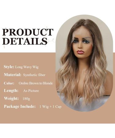 BLONDE UNICORN Ombre Brown to Blonde Synthetic Lace Front Wig for Women - Middle Part, Dark Brown to Light Brown - Buy Online on GoSupps.com