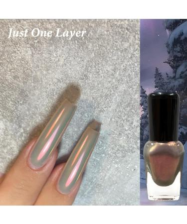 Glitter Nail Polish Aurora Pink Silvery Holographic Quick Dry Nail Gel Varnish Shimmering Metallic Shining Sparkling Long Lasting No Need Cure DIY Nail Art Manicure at Home - Buy Online on GoSupps.com