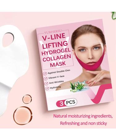 V Line Lifting Mask - Hydrogel Collagen Chin Firming Mask with Aloe Vera & Seaweed | Anti-Wrinkle Face Masks (3 Pack - Buy Online on GoSupps.com