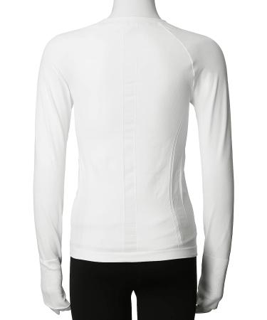 MathCat Women's Seamless Long Sleeve Workout Shirt - White | Breathable Yoga Top for Running & Sports | Slim Fit Athletic Wear - Buy Online on GoSupps.com