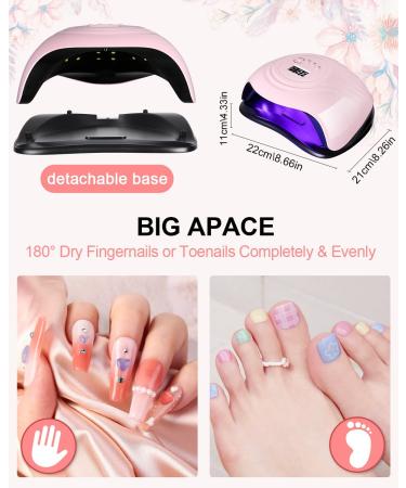 Birshe Geln gel Lamp UV LED 168W - Professional Portable Nail Dryer with Timer & LCD Display | Gel Nail Polish Drying - Playful Pink - Buy Online on GoSupps.com