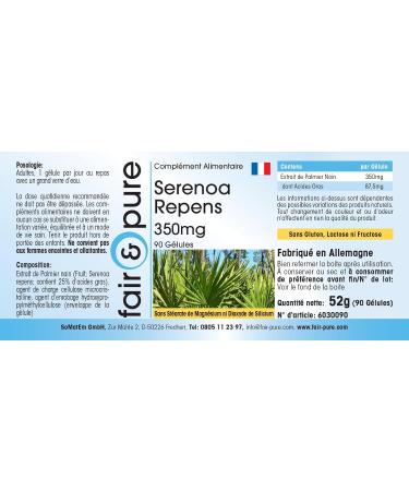 Fair & Pure - Dwarf palm 350 mg - vegan - 90 capsules for 3 months - Buy Online on GoSupps.com