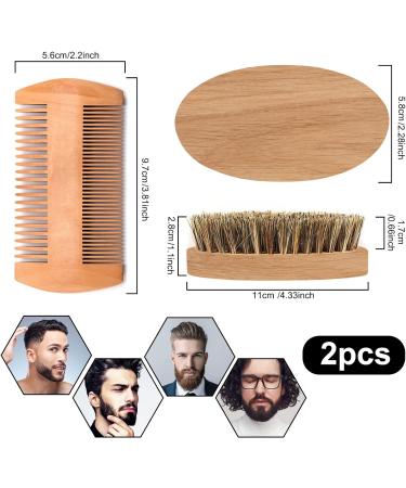 Men's Beard Brush Comb Set - 100% Boar Bristle, Wooden Portable Kit for Hair & Beard Grooming - Buy Online on GoSupps.com