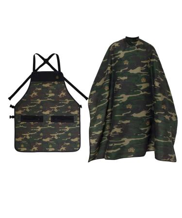 King Midas Barber Cape and Apron - Mens Polyester Cotton Hair Cutting Cape and Barber Apro Camo