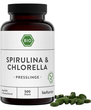 Spirulina + Chlorella tablets ORGANIC | 500 tablets | 100% natural - no additives | 400 mg per tablet | laboratory tested | bioKontor