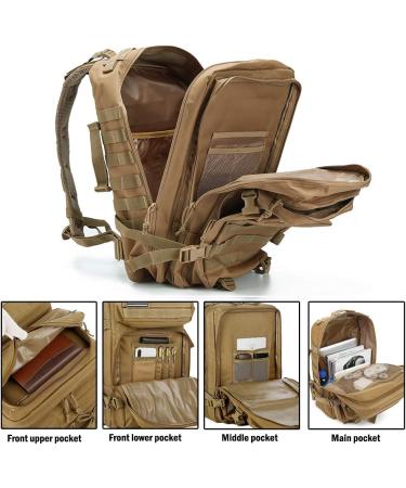 45L Military Tactical Backpack for Men - Camping Hiking Trekking Daypack - MOLLE 3 Day Assault Pack - Tan - Buy Online on GoSupps.com