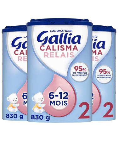 Laboratoire Gallia - Calisma 2 Relais - Milk Powder for Infants and Babies 2nd Age - Enriched with Vitamins A, C & D - Palm Oil Free - From 6 to 12 Months - Pack of 3x830g