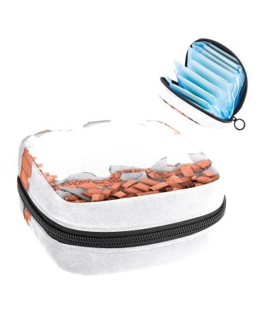 GIAPB Period Bag Sanitary Napkin Storage Bag Period Pouch Travel Makeup Bag Broken Brick Wall Color2299