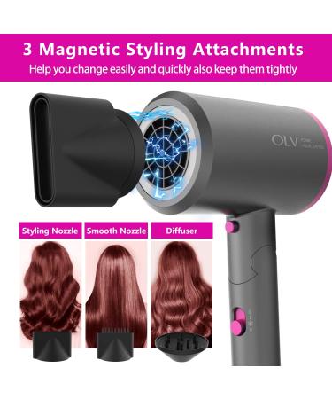 1800W Professional Hair Dryer with Diffuser - Ionic Technology Travel & Salon Use Constant Temperature Care Fuchsia - Buy Online on GoSupps.com