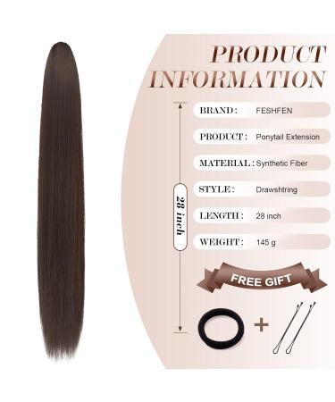 Fine Horseplay Straight Braid Ponytail Extensions 70 cm - Synthetic Drawstring Light Brown Hair Extensions for Women - Buy Online on GoSupps.com