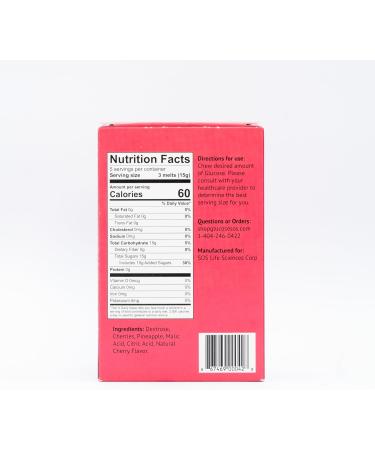 Glucose SOS Melts Made with Dextrose Powder Natural Fruit Puree Sugar, Like Glucose Tabs, Fast Acting Tablets That Melt with 10 Individual 15g Servings of Cherry/Pineapple 10 Pack Cherry/Pineapple - Buy Online on GoSupps.com