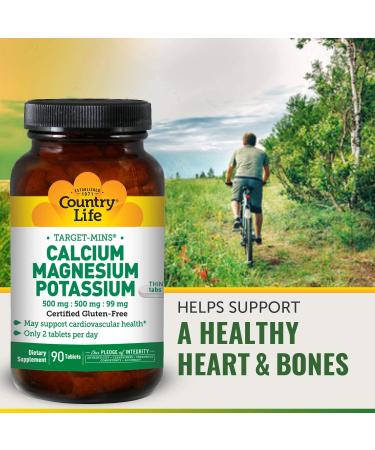 Country Life Target-Mins Calcium Magnesium Potassium - 90 Tablets for Bone & Muscle Health - Buy Online on GoSupps.com