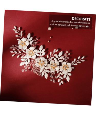 FRCOLOR 1Pc white leaf comb pearl headpiece Teen Girl Prom Headwear Bridal Shower Headpiece Rhinestone Hair Barrette wedding pearl comb clip white decor Accessories Pretty bridesmaid alloy - Buy Online on GoSupps.com