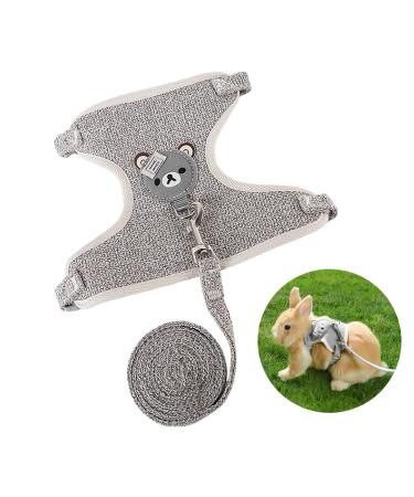 1 piece of rabbits rabbit accessories harnesses collars and lines for small animals dishes with a leash rabbit dishes.Adjustable pet line breathable dishes (gray)
