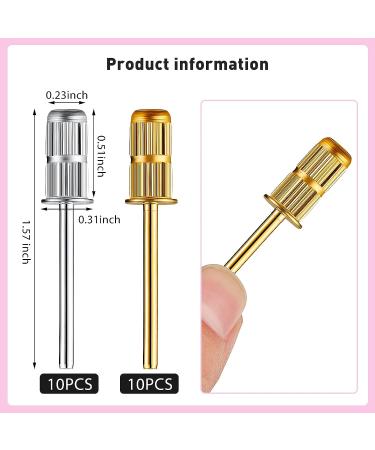 20 Pieces Replacement Nail Drill Bits for Electric File - Silver & Gold - Buy Online on GoSupps.com