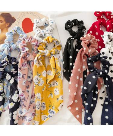 FZBNSRKO 10 Pack Printed Flower Scrunchies Scarf - Floral Headband Ponytail Holders for Women and Girls - Buy Online on GoSupps.com