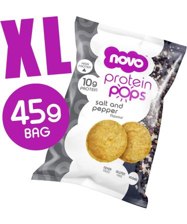 Novo Nutrition | Protein Pops | Healthy Savoury Snack with High Protein Low Sugar and High Fibre | Pack of 6 x 45g (Salt and Pepper) - Buy Online on GoSupps.com