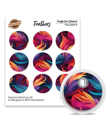 FreeStyle Libre 3 Sensor Sticker - Set of 9 "Feathers" - Stickers for sensors | Diasticker