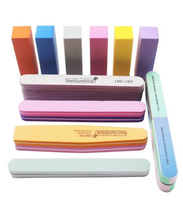 Nail Files and Buffers  24 Pieces Manicure Tools Kit  Rectangular Nail Buffer Block and 100/180 & 80/100 Grit Nail File  7 Way Nail File & Nail Polishing Buffer for Nail Care