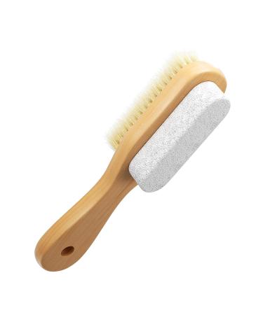 Aisilk Foot Bristle Brush & Pumice Stone Combo - Exfoliator for Pedicures, Calluses Remover - Wooden Handle with Rope - Body & Feet Scrubber for Massage, SPA, Sauna - 1 Count - Buy Online on GoSupps.com