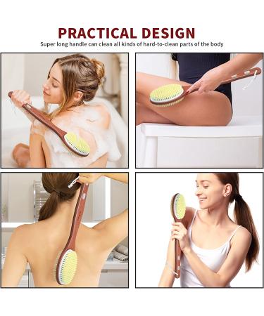 Metene Shower Brush - 17 Rosewood Handle, Double-Sided Body Brush for WetDry Exfoliation - Buy Online on GoSupps.com