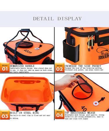 Fishing Bucket - Foldable Multi-Functional EVA Bag for Live Fish, Lures & Fish Protection - 6GAL Orange Container - Buy Online on GoSupps.com