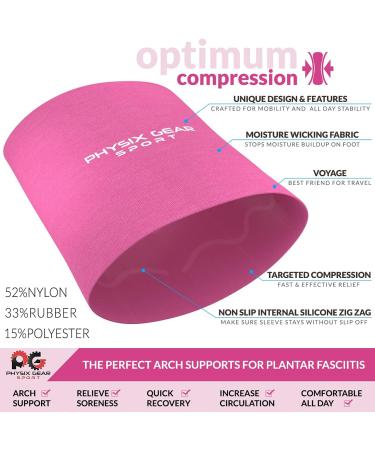 Physix Gear Foot Bandage - Immediate Pain Relief for Flat Feet & Plantar Fasciitis | Comfortable Support in Pink - Size L (10-12) - Ideal for Heel Spur & Arch Relief - Buy Online on GoSupps.com