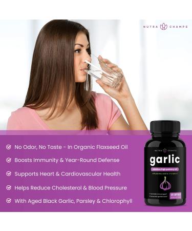 1000mg Odorless Garlic Pills: Immune & Heart Support Supplement with Parsley & Black Garlic Extract - Extra Strength Softgels - Buy Online on GoSupps.com