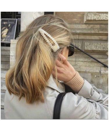 Yheakne Vintage Pearl Hair Clip Barrette Retro Pearl Hair Pin Barrette French Pearl Snap Clips Side Clip Decorative Hair Accessories for Women and Girls Gifts (Style A)