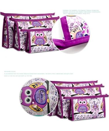 XICHEN 3 in 1 Zippered Cosmetic Bag - Owl Purple | Durable Vacation Bathroom Storage (3 Sizes) - Buy Online on GoSupps.com