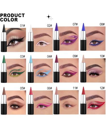 Solid Eyeliner - Black Lazy Cream Eyeshadow - 12 Pack - Matte Eyeliner Set - White - Buy Online on GoSupps.com