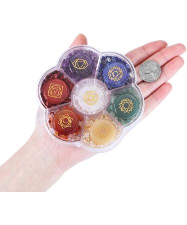 PESOENTH Natural Chakra Stones Set for Reiki & Meditation - 7pcs Engraved Chakra Symbols & Gemstone Clips - Buy Online on GoSupps.com