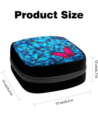 GIAPB Period Bag | Sanitary Napkin Storage & Makeup Pouch | Blue & Red Butterfly Design - 1887 - Buy Online on GoSupps.com