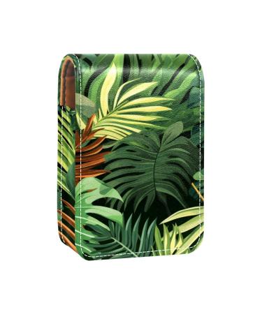 Travel Lipstick Organizer Case Lipstick Case Portable Makeup Bag With Mirror Tropical Style Leaves Q520y4xwfj