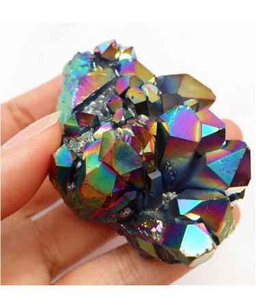 Crystal Rough 110-150g Natural Metal Colour Aura Angel Crystal Cluster Titanium Coating Quartz Angel Cluster Decoration - Buy Online on GoSupps.com
