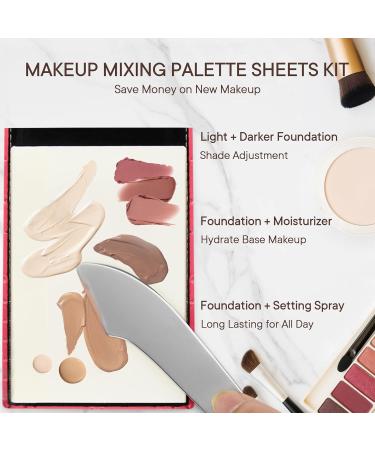 Makeup Foundation Mixing Palette Kit | Alyfini Quilted Leather Travel Mirror 100 Disposable Sheets & Spatula Tool for Beauty & Nail Cosmetics - Buy Online on GoSupps.com