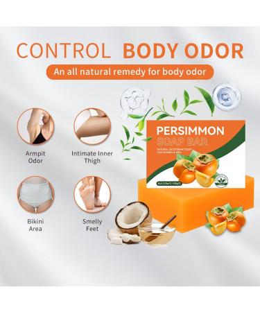  G n rique Persimmon Soap Odor Control Wash Deodorizing Facial Wash Block Moisturizing Natural Formula Gentle Freshing Cleanser for Men Women Underarm Thigh Intimate Area Easy to Use - Buy Online on GoSupps.com