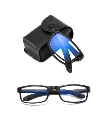 Suertree Foldable Glasses Blue Light Filter Reading Glasses TR90 Anti-Blue Vision Aid for Men and Women Reading Aid with PU Case 1pc +1.5x