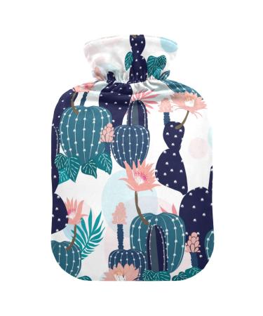 Hot water bottles with cover cactus flowers hot water bag for pain relief headaches warm water bed warmer 2 liters