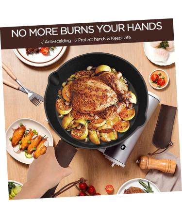 Zerodeko 1pc Frying Pan Handle Cover Oven Glove Oven Mittens Rubber Pot Handle Camping Cookware Hot Pot Grip Camping Griddle Hot Handle Oven Mitts Skillet Handle Covers Wok Leather Sleeve - Buy Online on GoSupps.com
