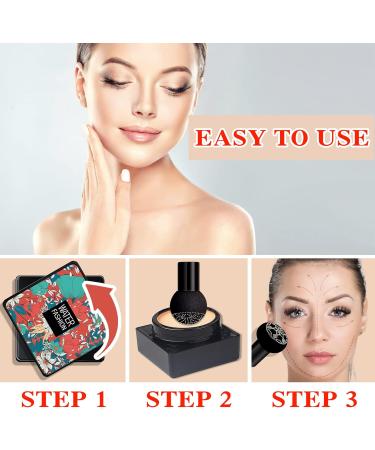 Air Cushion CC Cream Mushroom Head Foundation BB Cream Foundation Makeup Moisturizing CC Cream Liquid Foundation Lasting Matte Concealer Foundation Even Skin Tone Suitable for All Skin(Natural) Difu a - Buy Online on GoSupps.com