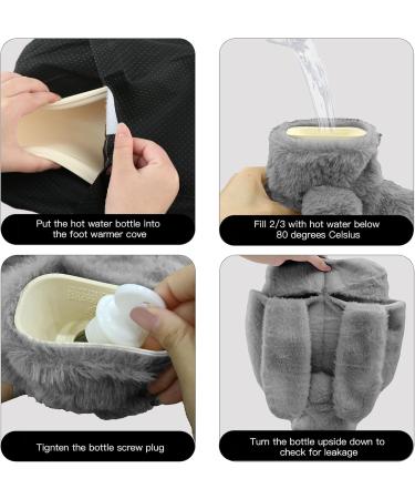 Electricity-Free Foot Warmer - 2L Heat Bottle with Rabbit Ear Design | Soft Multifunctional Foot Heating Pad for Adults | Perfect Winter Gift (Gray) - Buy Online on GoSupps.com