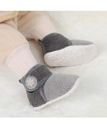 JIASUQI Baby Booties | Soft Winter Boots for Boys and Girls | Infant Warm Socks | Anti-Skid Crib Shoes 6-12 Months | Grey - Buy Online on GoSupps.com