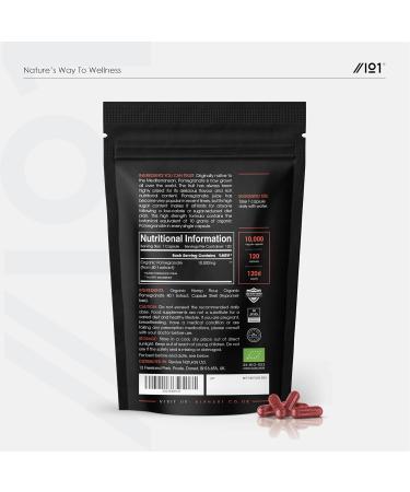 Organic Pomegranate Extract 10,000mg High Strength | Certified Organic, Non GMO, Gluten Free, Halal | 120 Vegan Capsules - Buy Online on GoSupps.com