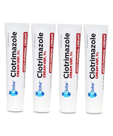 Globe Clotrimazole Antifungal Cream 1% (1 oz) Relieves The itching, Burning, Cracking and Scaling associated with fungal infections | Compare to The Name Brand Active Ingredient | (4 Pack)